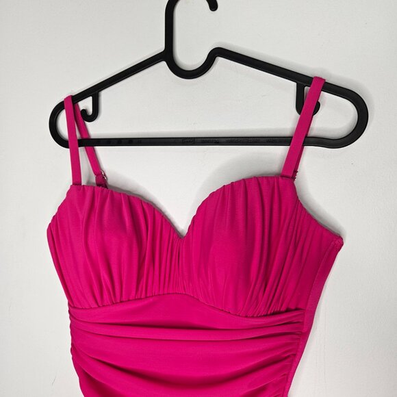 NWOT Miraclesuit Rialto Ruched One Piece Slimming Swimsuit Sz 10 Fuschia Pink - Picture 3 of 8